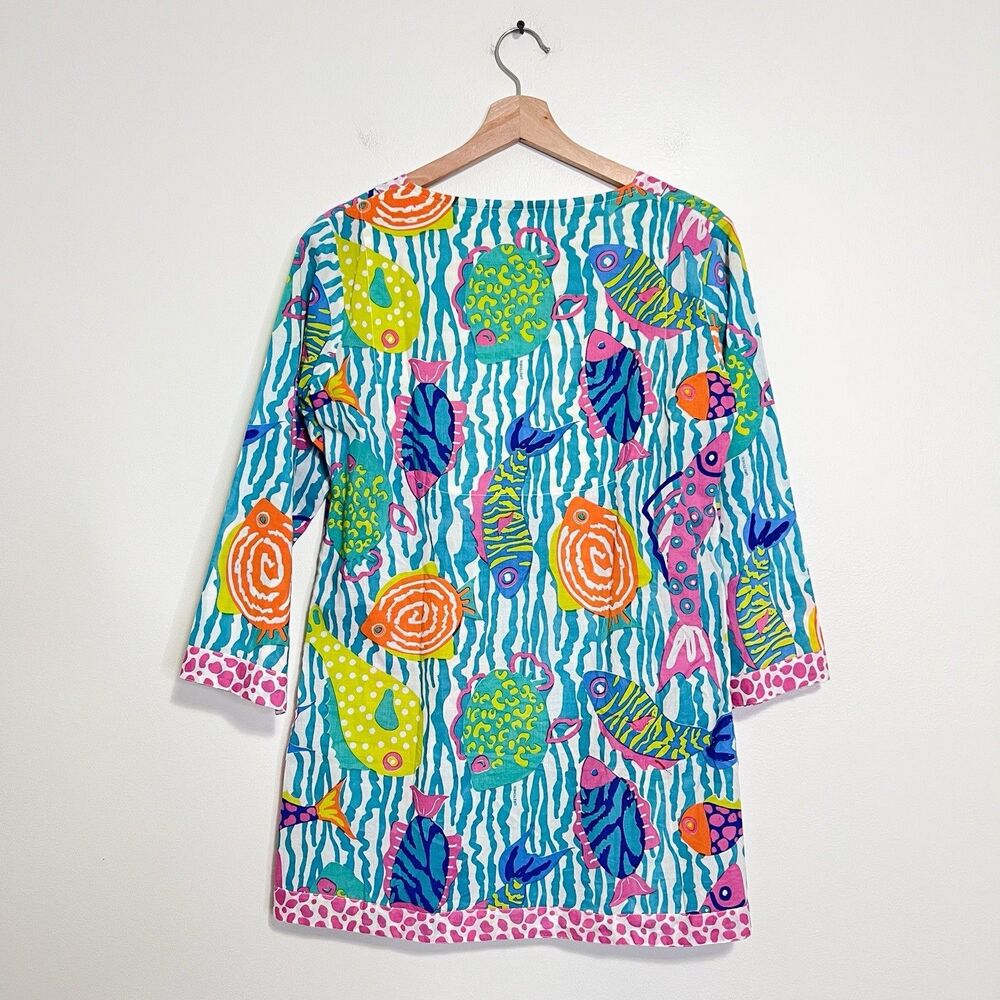 Gretchen Scott Designs Women’s Small Tropical Fish Print Cotton Tunic Top - Picture 8 of 10